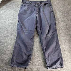 Carhartt FRB159 Pants Mens 38x30 Blue Flame Resistant Canvas Workwear Carpenter